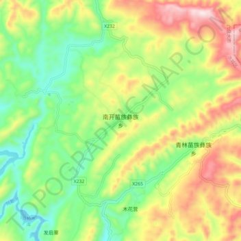 南开苗族彝族乡 topographic map, elevation, terrain