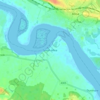 South Alloa topographic map, elevation, terrain