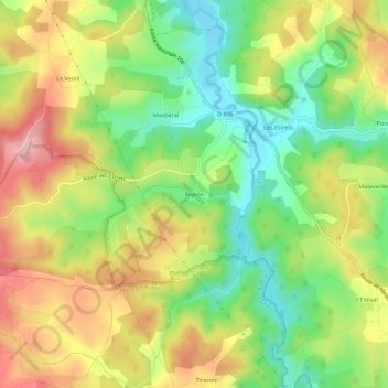 Bigose topographic map, elevation, terrain