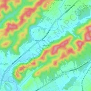 Valley Hills topographic map, elevation, terrain