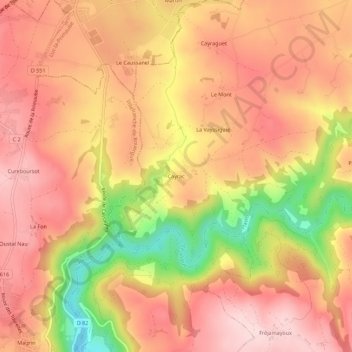 Cayrac topographic map, elevation, terrain