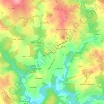 L'Autergie topographic map, elevation, terrain