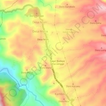 Wawo topographic map, elevation, terrain