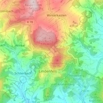 Litzelröder topographic map, elevation, terrain