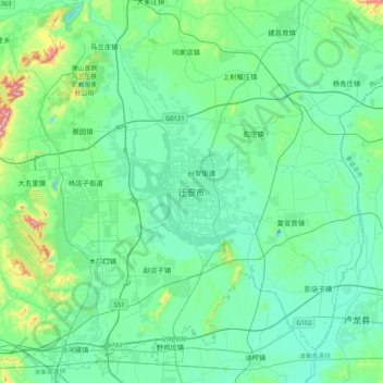 Qian'an topographic map, elevation, terrain