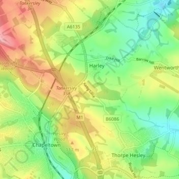 Hood Hill topographic map, elevation, terrain