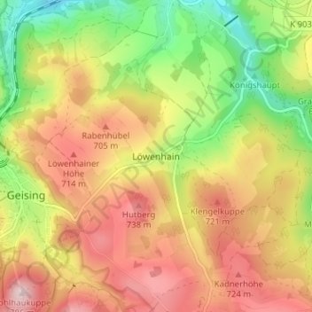 Löwenhain topographic map, elevation, terrain