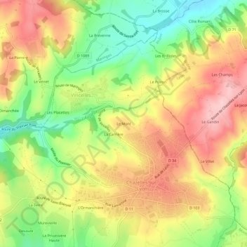 Le Mont topographic map, elevation, terrain
