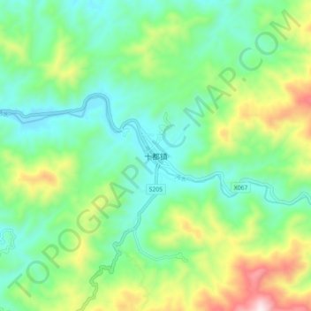 十都镇 topographic map, elevation, terrain
