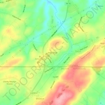 Delta Ridge topographic map, elevation, terrain