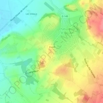 Chatuzange topographic map, elevation, terrain