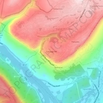 Carriage Hill topographic map, elevation, terrain