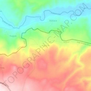 Kuzuluk topographic map, elevation, terrain