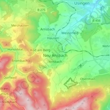 Neu-Anspach topographic map, elevation, terrain