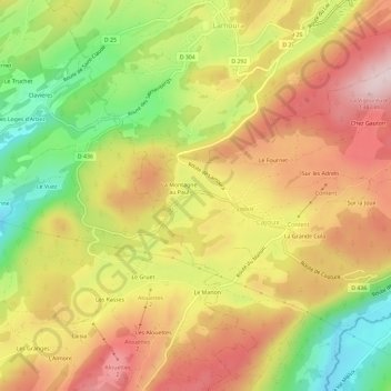 Petite Joux topographic map, elevation, terrain