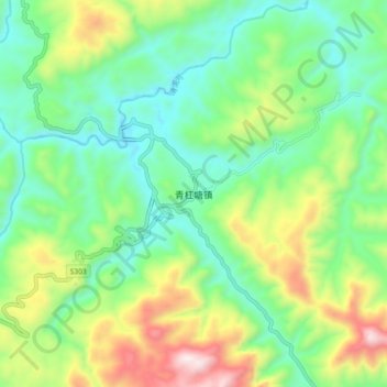 青杠塘镇 topographic map, elevation, terrain