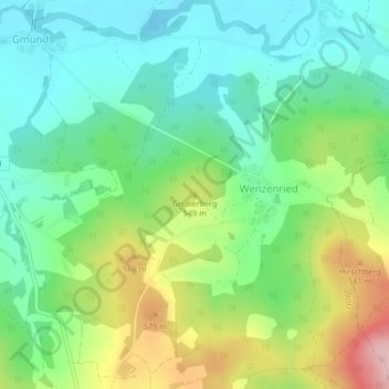 Gruberberg topographic map, elevation, terrain