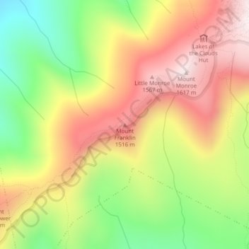 Mount Franklin topographic map, elevation, terrain