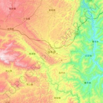 贞丰县 topographic map, elevation, terrain