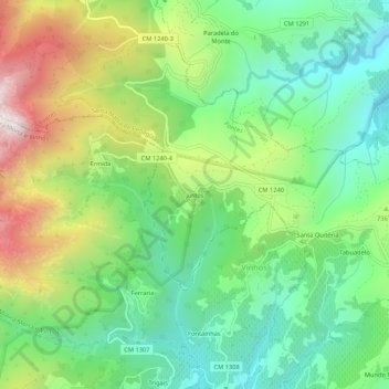 Justos topographic map, elevation, terrain