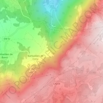 Serra da Padrela topographic map, elevation, terrain