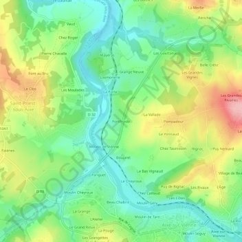 Fontfroide topographic map, elevation, terrain