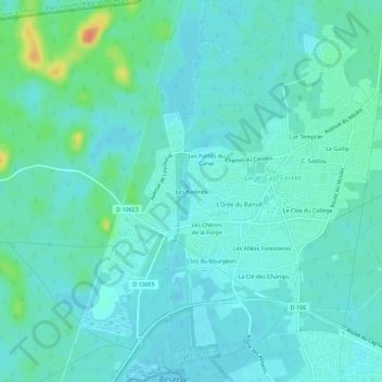 Les Badines topographic map, elevation, terrain