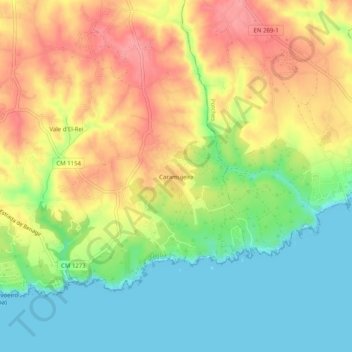 Caramujeira topographic map, elevation, terrain