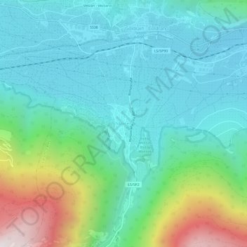 Morter topographic map, elevation, terrain