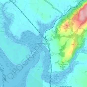 Ravenglass topographic map, elevation, terrain