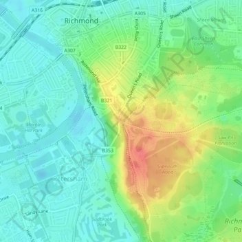 Richmond Gate topographic map, elevation, terrain