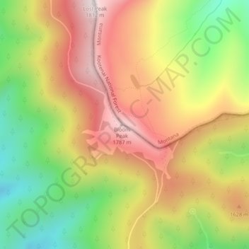 Bloom Peak topographic map, elevation, terrain