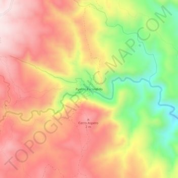 Pueblo Escondido topographic map, elevation, terrain
