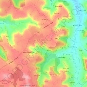 Bissières topographic map, elevation, terrain
