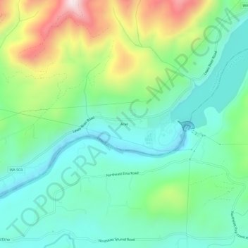 Ariel topographic map, elevation, terrain