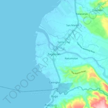 Tagoloan topographic map, elevation, terrain