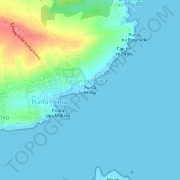 Punta Prima topographic map, elevation, terrain