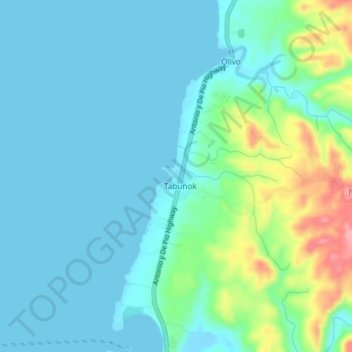 Tabonok topographic map, elevation, terrain