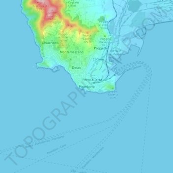 Piombino topographic map, elevation, terrain