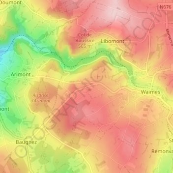 Hottleux topographic map, elevation, terrain