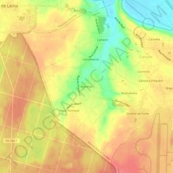 Moinhos topographic map, elevation, terrain