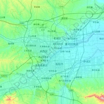 洛阳市 topographic map, elevation, terrain