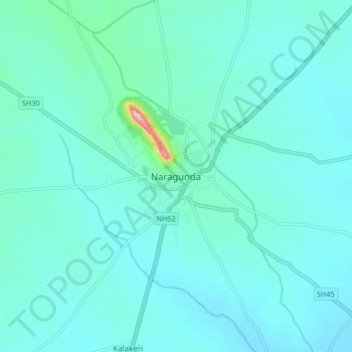 Nargund topographic map, elevation, terrain
