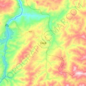 齐伯镇 topographic map, elevation, terrain