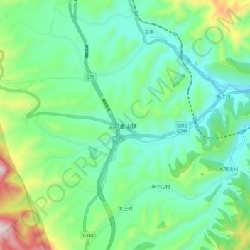 六盘山镇 topographic map, elevation, terrain