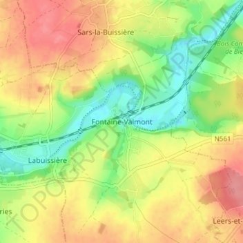 Fontaine-Valmont topographic map, elevation, terrain