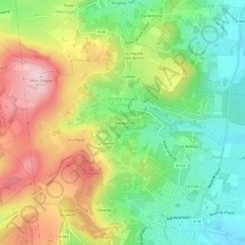 Rougeon topographic map, elevation, terrain