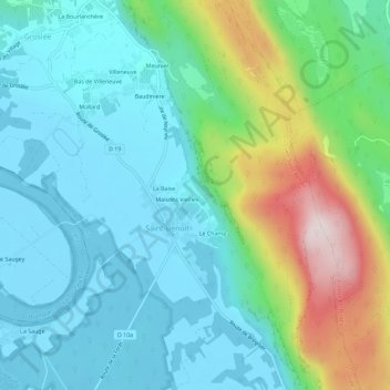 Bonnard topographic map, elevation, terrain
