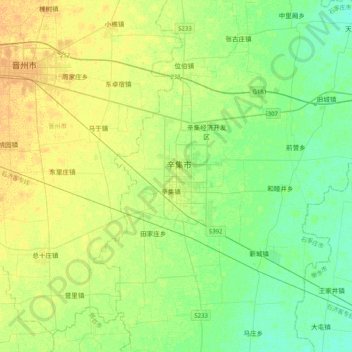 Xinji topographic map, elevation, terrain