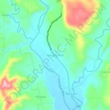 Manglicmot topographic map, elevation, terrain